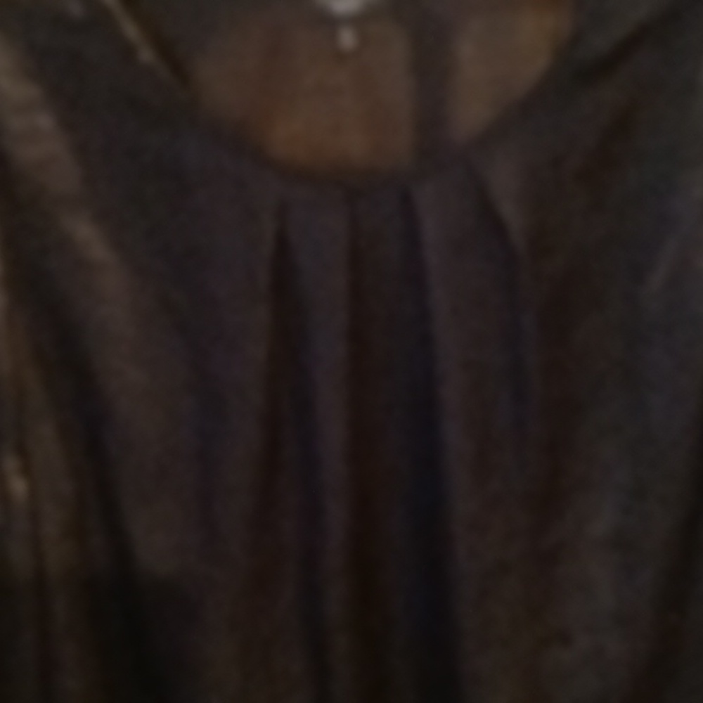 Talbots Black Pleated Front Rounded Neckline Blou… - image 7